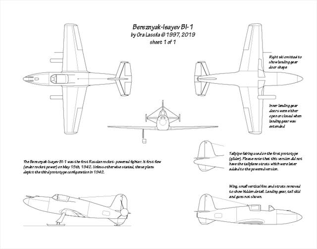 Bereznyak-Isayev BI-1 plans