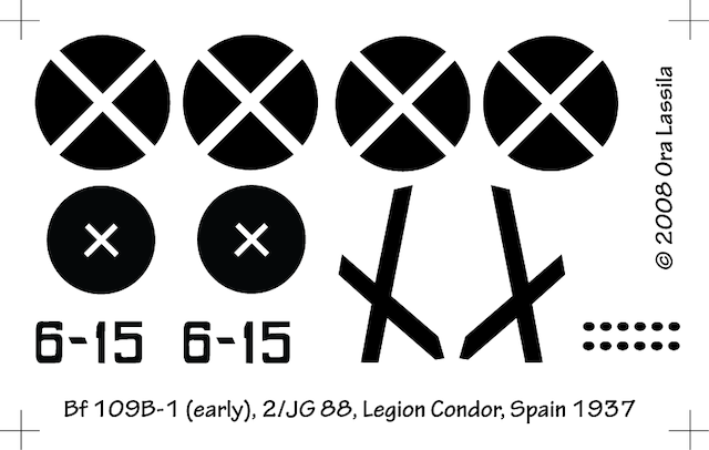 Bf 109B decal sheet